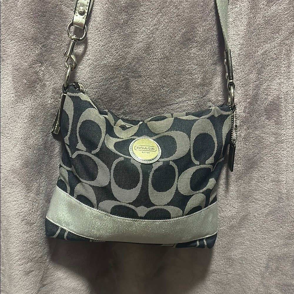 Coach Gray Crossbody Bag with Bold Pattern
